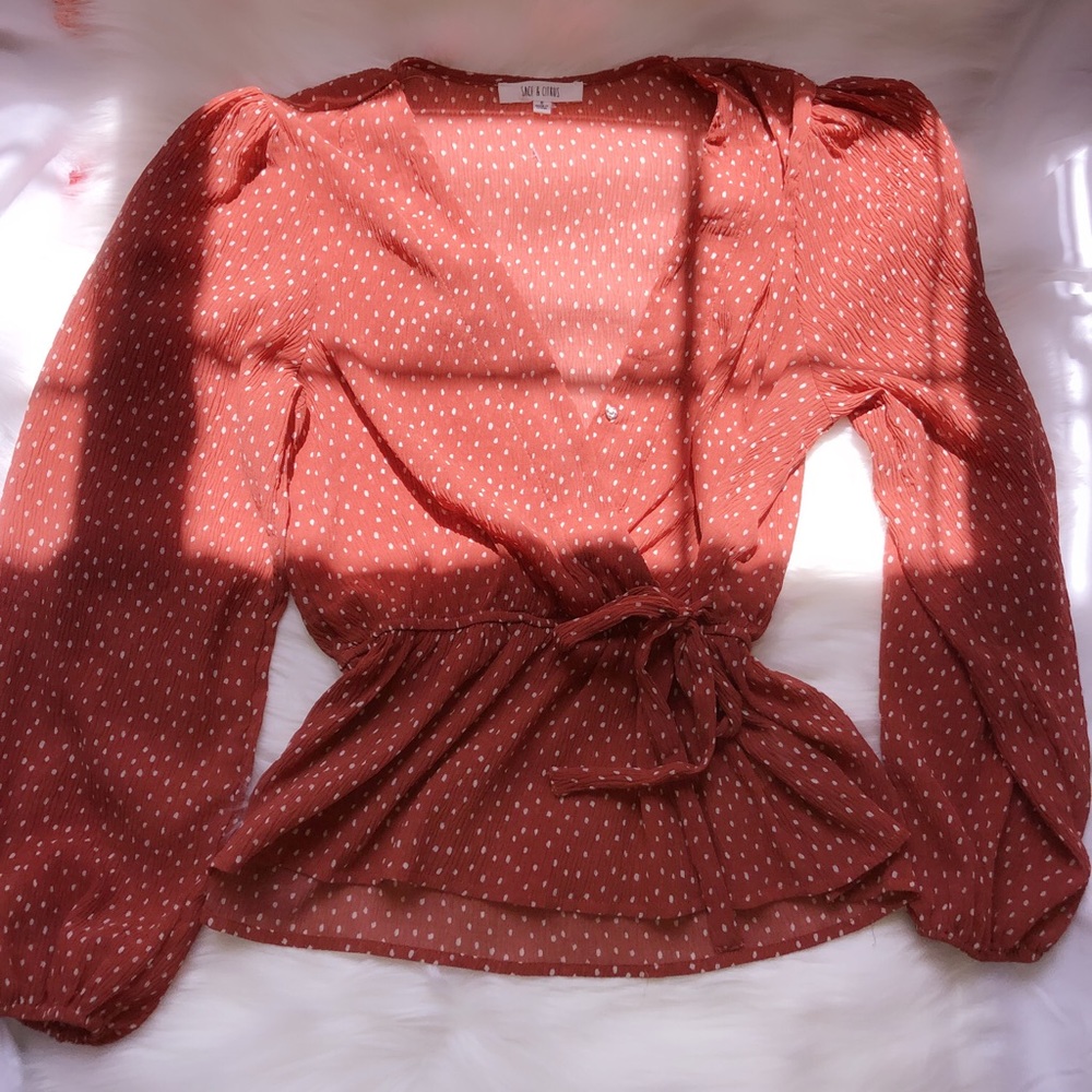 Amber Red Tie Wrap Blouse